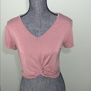 Twist Front V-neck T-shirt
